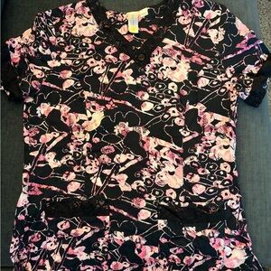 Floral Black and Pink Women's Top